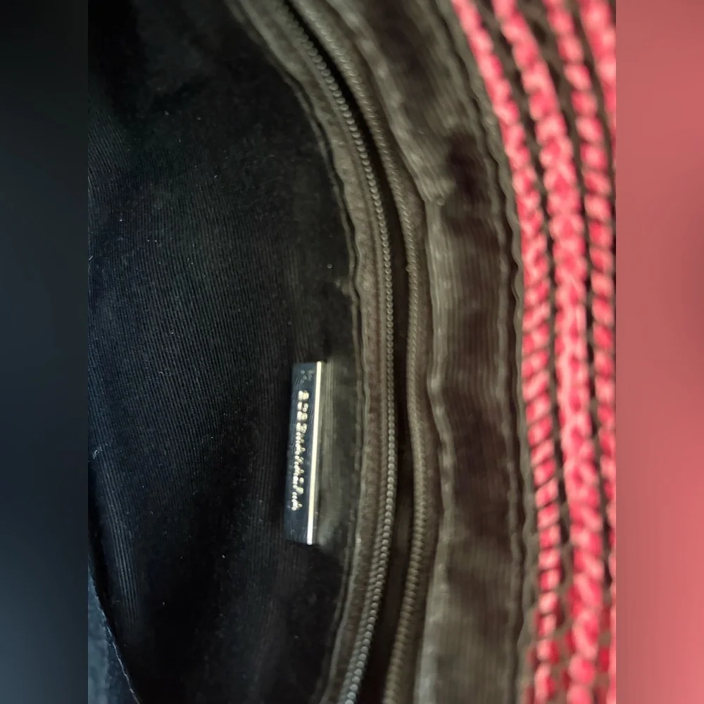 BCBGMaxazria Pink & Black Striped Clutch inside pockets with zipper. Very soft